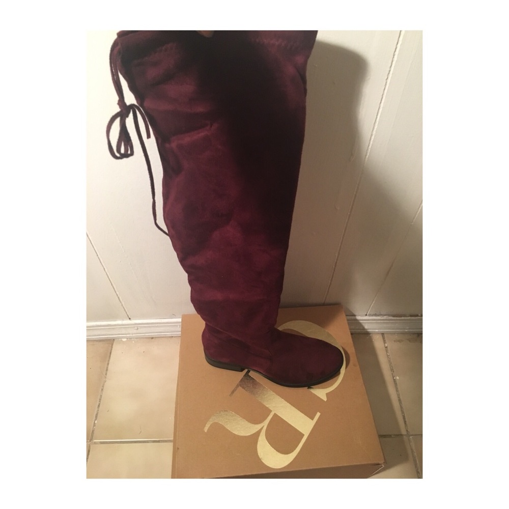 ** NEVER WORN** Wine Knee High Boots